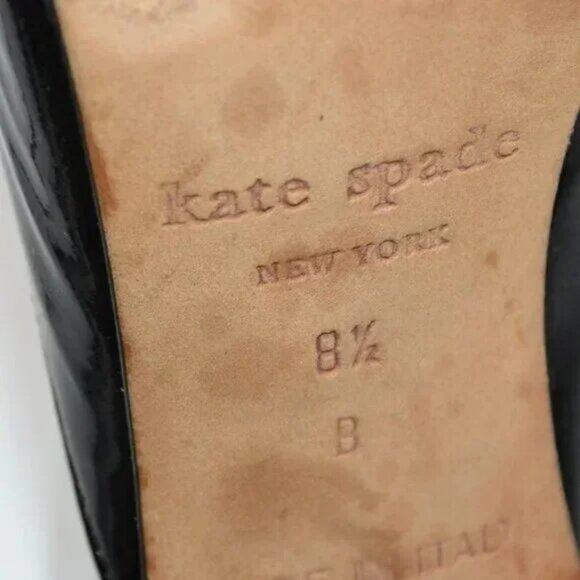 Kate Spade Black Patent Leather D'Orsay Minimal Open Toe Kitten Heels Pumps 8.5 - Picture 10 of 10